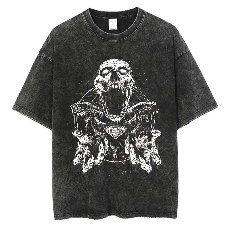 Gothic Skull Stone Wash T-Shirt