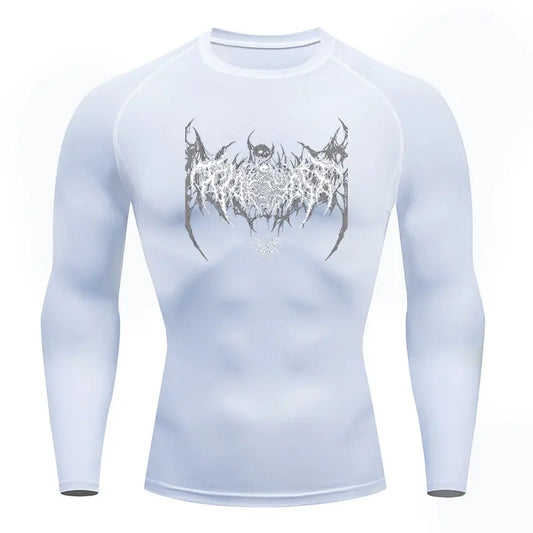 Dark Column Long-Sleeve Compression Shirt