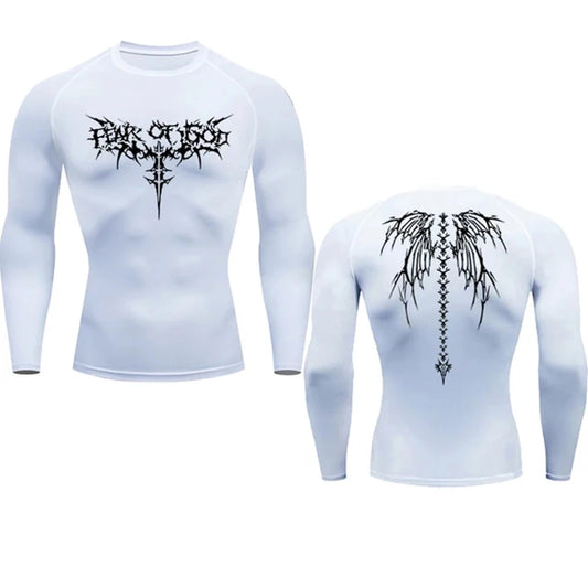 Dark Print Long-Sleeve Compression Shirt