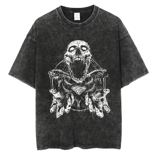 Gothic Skull Stone Wash T-Shirt