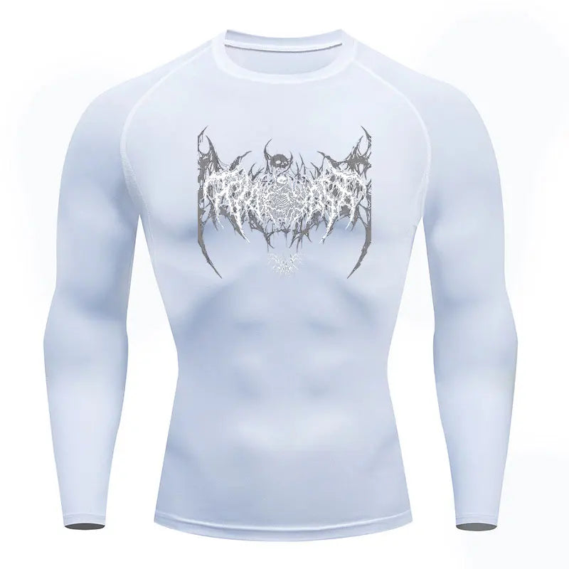 Dark Column Long-Sleeve Compression Shirt