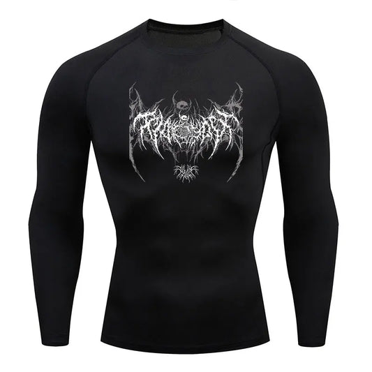 Dark Column Long-Sleeve Compression Shirt