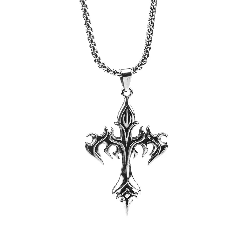 Silver Tribal Cross Necklace