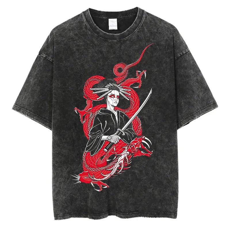 Oversize Samurai & Dragon T-Shirt
