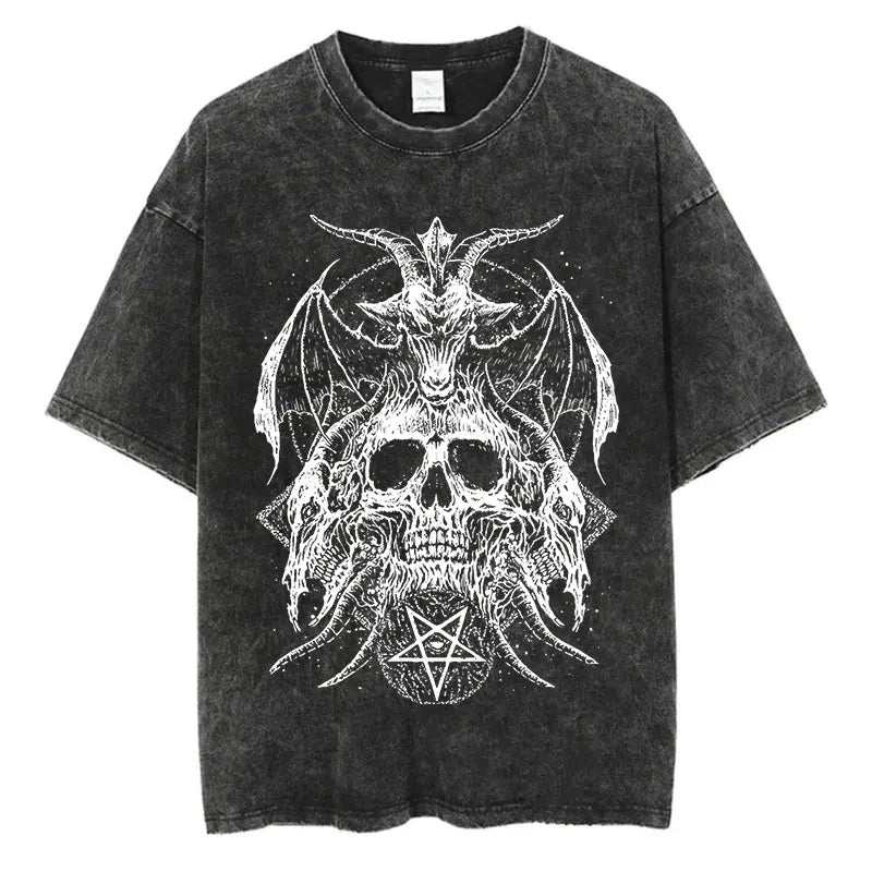 Gothic Skull Stone Wash T-Shirt