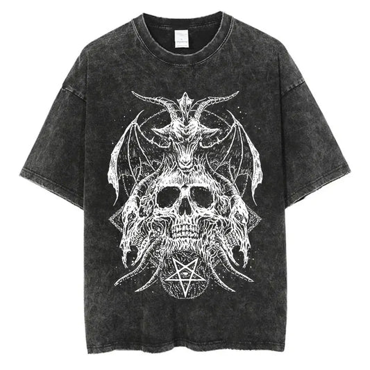 Gothic Skull Stone Wash T-Shirt